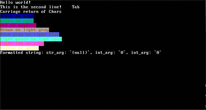 The printed output of the kernel